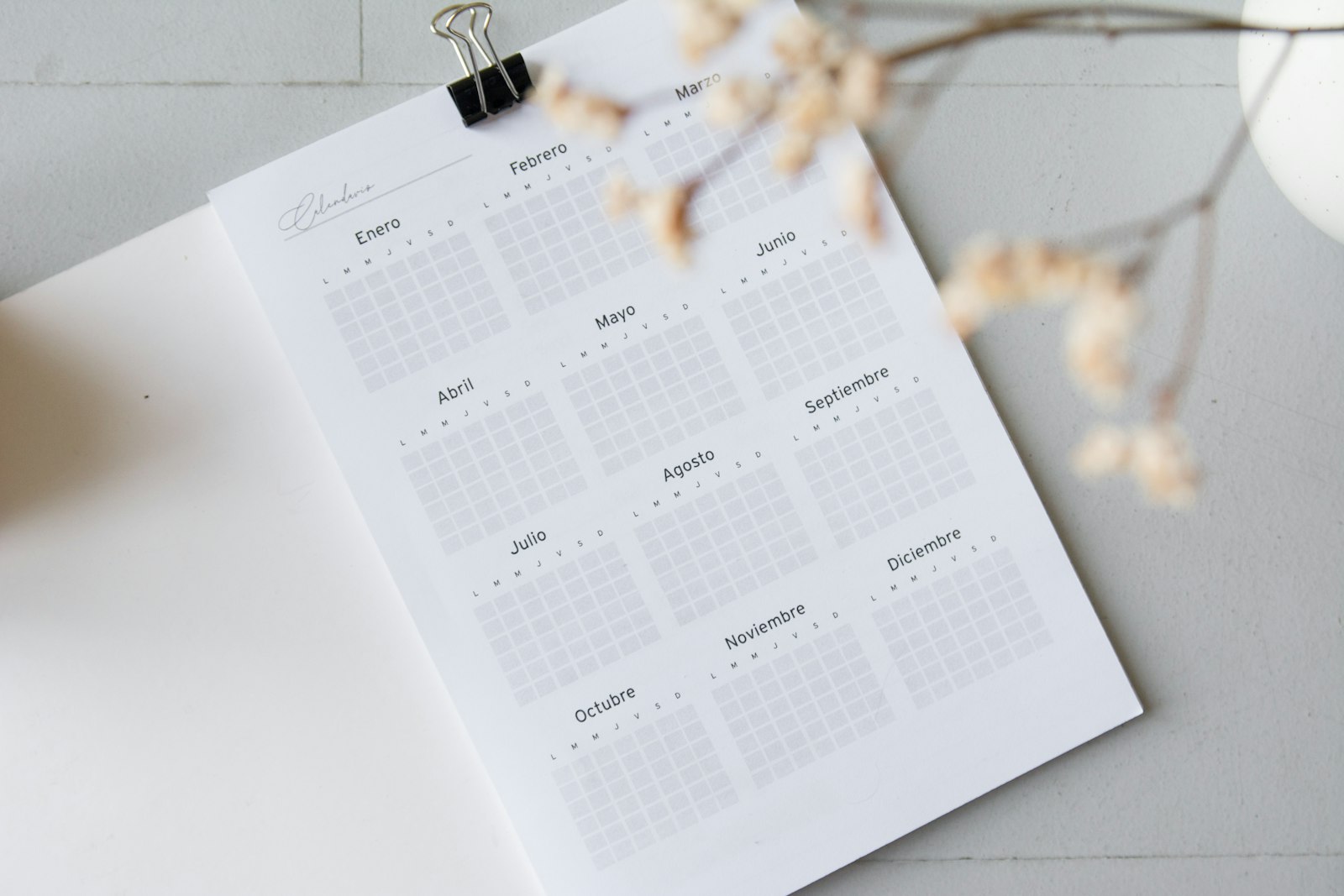 An open planner on a desk